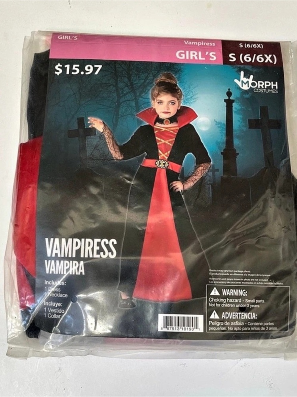 Morph Costumes Vampiress Girls Black & Red Halloween Costume